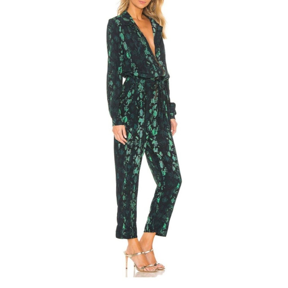 Cleobella Green and Black Lia Jumpsuit in Snake Print Pattern. Size S. - Picture 2 of 8